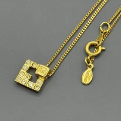 美品　ジバンシー　Gロゴ　ラインストーン　ネックレス　ゴールド　金　Givenchy G Logo Rhinestone Vintage Necklace