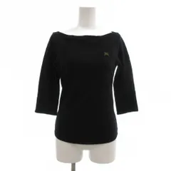 バーバリーブルーレーベル BURBERRY BLUE LABEL カットソー 38 ボートネック 七分袖 ワンポイント 黒 ブラック /NU ■ECT