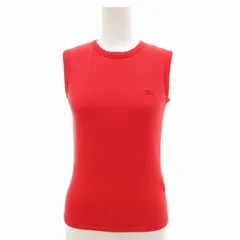 バーバリーブルーレーベル BURBERRY BLUE LABEL 美品 ノースリーブニット タンクトップ コットン ホースロゴ刺繍 38 赤 レッド /FF ■MET1