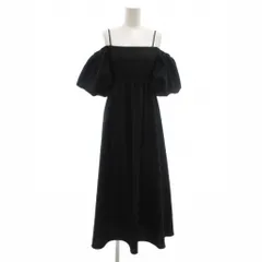 ナチュラルビューティーベーシック NATURAL BEAUTY BASIC ワンピース PS オフショルダー ボリュームスリーブ 半袖 ギャザー ロング マキシ 黒 ブラック IBO86 /NU