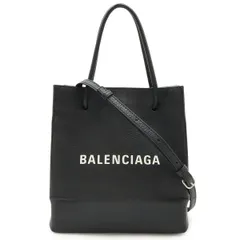 BALENCIAGA バレンシアガ ショッピングトートXXS ロゴ トートバッグ 2WAY ショルダーバッグ レザー ブラック 黒 ホワイト 白 555140