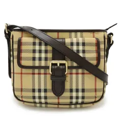 BURBERRY バーバリー ノバチェック チェック柄 シャドーホース ショルダーバッグ ポシェット 斜め掛け PVC レザー ベージュ ダークブラウン