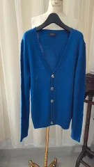 A.P.C. Vネックニットカーディガン ブルー