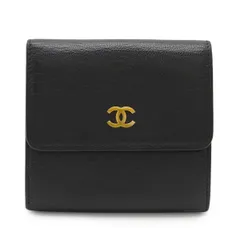 CHANEL シャネル ココマーク 3つ折財布 三つ折り Wホック財布 ダブルホック レザー ブラック 黒 ゴールド金具