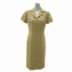 フォクシー ブティック FOXEY BOUTIQUE ワンピース ロング丈 半袖 オープンカラー 無地 40 M ベージュ /YS15 IBO83