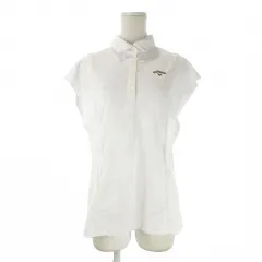 キャロウェイ CALLAWAY ノースリーブポロシャツ ゴルフ L 白 ホワイト フリル 無地 ロゴ刺繍 /CK38 ■GY58