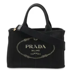 PRADA プラダ CANAPA カナパ トートバッグ 2WAY ショルダーバッグ 斜め掛け キャンバス NERO 黒 ブラック ゴールド金具 1BG439