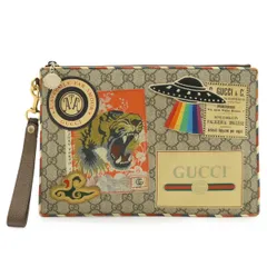 GUCCI グッチ クーリエ GGスプリーム クラッチバッグ セカンドバッグ ワッペン 虎 タイガー UFO レザー ベージュ マルチカラー 473915