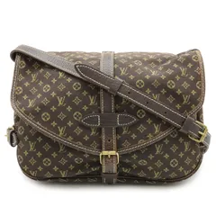 LOUIS VUITTON ルイ ヴィトン モノグラムミニラン ソミュール30 ショルダーバッグ 斜め掛け キャンバス レザー エベヌ 茶 ブラウン M95227