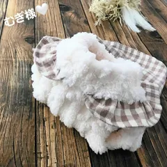 むぎ様❤ふわもこファー❤ベージュチェック❤ワンピース❤ハンドメイド犬服