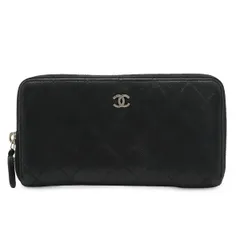 CHANEL シャネル マトラッセ ココマーク ラウンドファスナー 長財布 キャビアスキン レザー ブラック 黒 シルバー金具 A50097