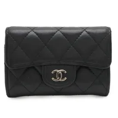 CHANEL シャネル クラシック フラップ カードケース マトラッセ ココマーク 名刺入れ パスケース ラムスキン レザー ブラック シルバー金具 AP0214
