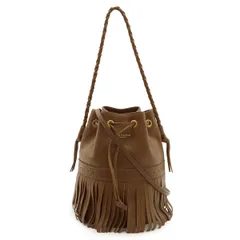 J&M DAVIDSON ジェイ&エム デヴィットソン フリンジカーニバル M ショルダーバッグ 巾着型 トートバッグ 肩掛け レザーブラウン 茶 ゴールド金具