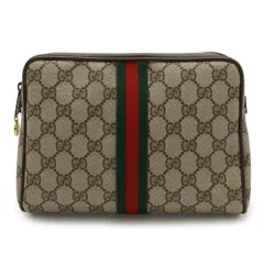 GUCCI グッチ オールドグッチ GGプラス シェリーライン クラッチバッグ セカンドバッグ PVC レザー ベージュ モカブラウン 010-378
