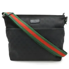 GUCCI グッチ GGキャンバス シェリーライン ウェブライン ショルダーバッグ 斜め掛け レザー ブラック 黒  189751