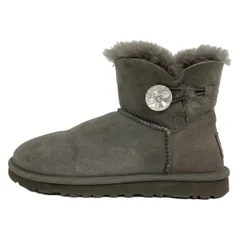 UGG(アグ) ショートブーツ 23 レディース ミニベイリーボタン ブリング 1003889 ダークグレー×ダークブラウン ムートン