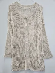 ヴィンテージ Y2K 森ガール メッシュ ロング カーディガン ベージュ