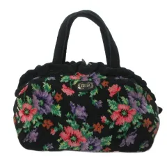 フェイラー FEILER ハンドバッグ シェニール織 花柄 鞄 ブラック マルチカラー /X