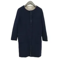 ダイアンフォンファステンバーグ DIANE von FURSTENBERG ダブルフェイス ウール ノーカラー コート 2 ネイビーのサムネイル