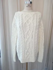 ヴィンテージ ポロ ラルフローレン レディース ケーブル ニット S アイボリー