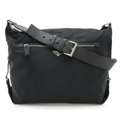 PRADA プラダ トライアングルロゴ ショルダーバッグ メッセンジャーバッグ 斜め掛け ナイロン レザー NERO 黒 ブラック シルバー金具 