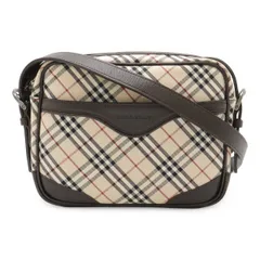 BURBERRY バーバリー ノバチェック チェック柄 ショルダーバッグ ポシェット 斜め掛け キャンバス レザー ベージュ ダークブラウン