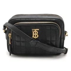 BURBERRY バーバリー キルティング TB チェーンショルダー ショルダーバッグ ポシェット 斜め掛け レザー ブラック 黒 ゴールド金具