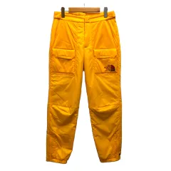 グッチ GUCCI ｘTHE NORTH FACE 663764 ナイロンカーゴパンツ ボトムス ロゴ プリント 中わた S 黄 イエロー