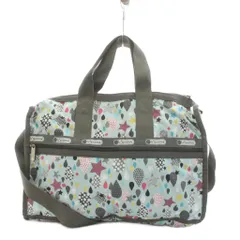 レスポートサック LesportSAC ボストンバッグ ハンドバッグ ショルダーバッグ 2way 総柄 ナイロン グレー 水色 ライトブルー /AN88