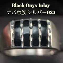 インディアンジュエリー ナバホ オニキス シルバー925 リング 27.2号 Wm. Wheeler インレイ スターリングシルバー ヴィンテージ メンズ 大きいサイズ