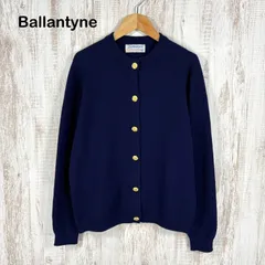 90s BALLANTYNE CASHMERE ヴィンテージ バランタイン カシミヤ スコットランド製 カシミヤ100% ニット 金ボタン 長袖 カーディガン ネイビー レディース トップス