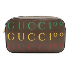 GUCCI グッチ ロゴ ベルトバッグ ボディバッグ ウエストバッグ 2WAY クラッチバッグ 100周年記念限定品 レザー ブラウン ゴールド金具 #80 602695