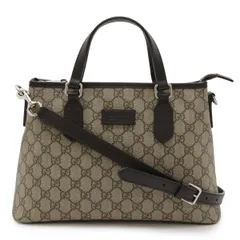 GUCCI グッチ GGスプリーム ハンドバッグ トートバッグ 2WAY ショルダーバッグ 斜め掛け レザー ベージュ ダークブラウン 茶 429019