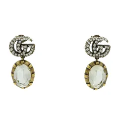 GUCCI グッチ クリスタル ダブルG ピアス ドロップピアス スイング 