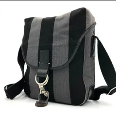 【美品】ポールスミス ショルダーバッグ ストライプ柄 グレー 黒 シルバー金具