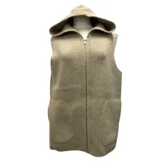 セオリーリュクス theory luxe 23AW Chelsea Vita ニットベスト ジップアップ フード ウール混 カシミヤ混 38 ベージュ