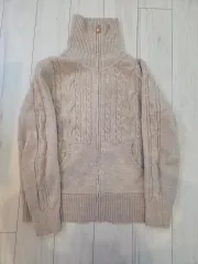 ほぼ新品 ケーブル ニット ジップアップ カーディガン