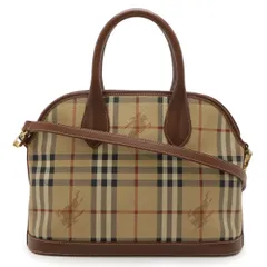 BURBERRY バーバリー ノバチェック チェック柄 ハンドバッグ 2WAY ショルダーバッグ 肩掛け PVC レザー ベージュ ブラウン ゴールド金具