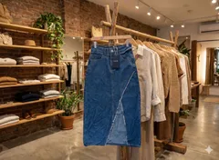 新品タグ付き　Lady like デニムタイトスカート Mサイズ　ブルー