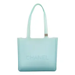 CHANEL シャネル ロゴ ラバートート トートバッグ ショルダーバッグ セミショルダー 肩掛け ブルー系