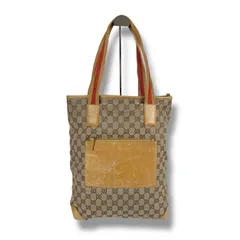 グッチ　GUCCI シェリーライン　トートバッグ　GGキャンバス　レザー　ブラウン