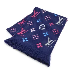 LOUIS VUITTON ルイ ヴィトン エシャルプ ロゴマニア レインボー マフラー ウール81% シルク18% ネイビー ピンク マルチカラー M70899