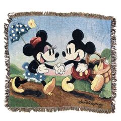 90s】Disney ミッキーマウス ヴィンテージ ラグブランケット 古着
