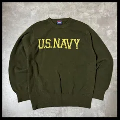 U.S. NAVY ニット セーター ミリタリー オリーブ フェード ヴィンテージ風　Mサイズ