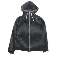 ザノースフェイス THE NORTH FACE ジップアップパーカー フーディ ジャケット ボーダー ロゴ 刺繍 長袖 アウター 黒 ブラック L メンズ▲C1