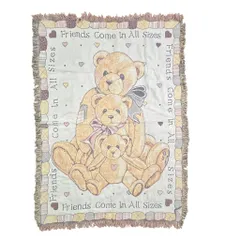 vintageラグ ブランケット マルチカバー タペストリー アニマル 動物 90s 90年代 1993 くま テディベア かわいい ぬいぐるみ リボン プレゼント メッセージ ギフト Rug Throw Blanket Animal 2610