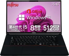 新品 【整備済み品】 【CPU:第4世代Core-i5】富士通 ノートパソコン FMVシリーズ・メモリ8GB+SSD 512GB・MS & Office 2019搭載・Windows11 Pro・USB3.0・15.6インチ・Wi-Fi・ビジネス・ノートパソコ