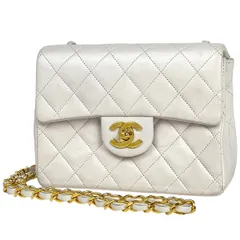 シャネル CHANEL ミニ マトラッセ シングルフラップ チェーン ショルダーバッグ ココマーク ショルダーバッグ レザー ホワイト A01115 レディース 【中古】