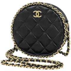 シャネル CHANEL ココマーク チェーン ショルダーバッグ マトラッセ ラウンド ショルダーバッグ レザー ブラック レディース 【中古】