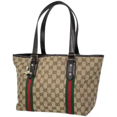 グッチ GUCCI GG柄 トートバッグ ショルダーバッグ シェリーライン チャーム トートバッグ GGキャンバス ベージュ ブラウン 137396 レディース 【中古】